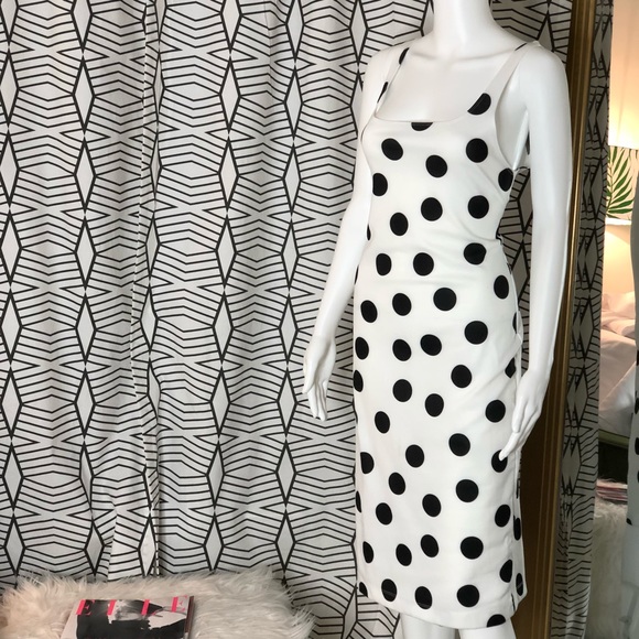 polka dot bodycon midi dress
